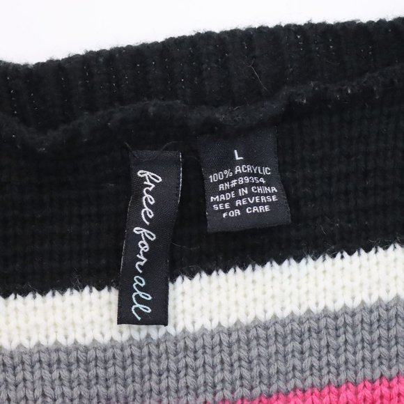 FREE FOR ALL Womens Striped Knit Sweater LARGE - Picture 3 of 3